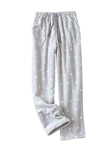 Onsoyours Plüschhose Damen Herren Fleece Plüsch Dicke Schlafanzughose Unisex Soft Fleece Pyjamahose Lange Warme Freizeithose Home Haushose Damen B Grau L von Onsoyours