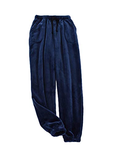 Onsoyours Plüschhose Damen Herren Fleece Plüsch Dicke Schlafanzughose Unisex Soft Fleece Pyjamahose Lange Warme Freizeithose Home Haushose Herren Marine M von Onsoyours