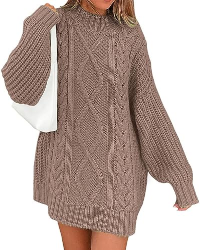 Onsoyours Pullover Damen Elegant Winter Strickpullover Grobstrickpullover Casual Lose Langarm Pulli Oberteile Oversize Warm Winter Oberteile A Kaffee M von Onsoyours