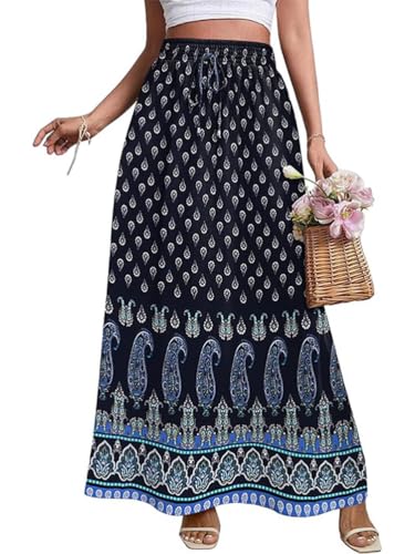 Onsoyours Röcke Damen Sommer Rock Lang Maxirock A-Linie Sommerrock Hohe Taille Elastisch Boho Strandrock A3 XL Onsoyours Röcke Damen Sommer Rock Lang Maxirock A-Linie Sommerrock Hohe Taille Elastisch Boho Strandrock A3 XL von Onsoyours