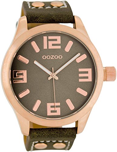 Oozoo Armbanduhr Basic Line mit Lederband 47 MM Rose/Dunkelbraun/Dunkelbraun C1158 von Oozoo