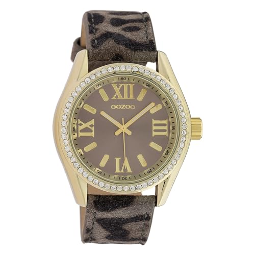 Oozoo Damen Armbanduhr Timepieces Analog Leder Hellbraun schwarz UOC10225 Analoguhr von Oozoo