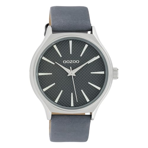 Oozoo Damenuhr mit Design Zifferblatt und Lederband 42 MM Graublau/Graublau C10107 von Oozoo