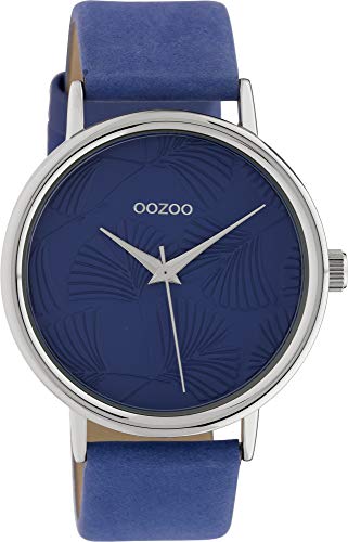 Oozoo Damenuhr mit Lederband 42 MM Colours of Ginkgoblatt Zifferblatt Unicolor Blau C10394 von Oozoo