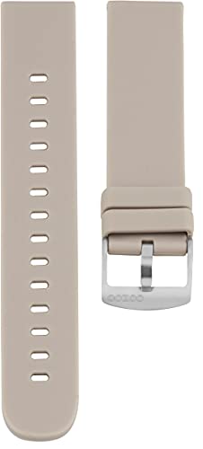 Oozoo Ersatzarmband Uhr 20mm Silikon - Taupe mit silbernem Verschluss - Silikonarmband 20mm für Armbanduhren - Ersatzarmband Uhr Damen & Herren - Uhrarmband 20mm Schnellwechselverschluss 407.20 von Oozoo