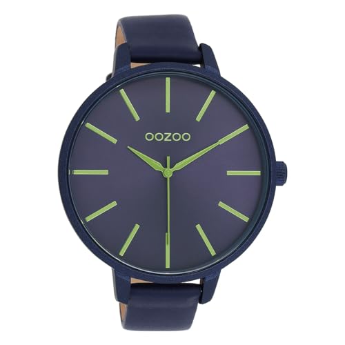 Oozoo Timepieces Damen Uhr in Dunkelblau - Armbanduhr Damen mit Lederarmband | Hochwertige Uhr für Frauen - Edle Analog Damenuhr in rund C11164 von Oozoo