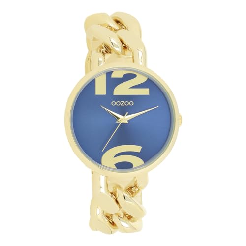 Oozoo - Timepieces Damen Uhr in Gold/Blue | Armbanduhr Damen mit Metal Chunky Armband | Moderne Uhr für Frauen | Edle Analog Damenuhr in rund C11351 (40mm Gehäuse) von Oozoo