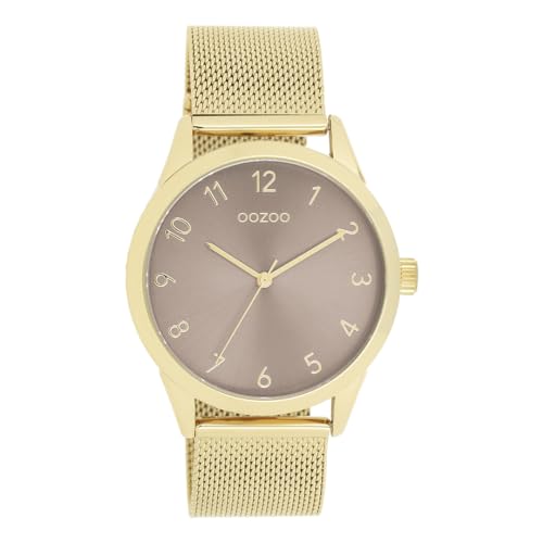 Oozoo - Timepieces Damen Uhr in Gold/Taupe | Armbanduhr Damen mit Mesharmband | Moderne Uhr für Frauen | Edle Analog Damenuhr in rund C11323 (40mm Gehäuse) von Oozoo