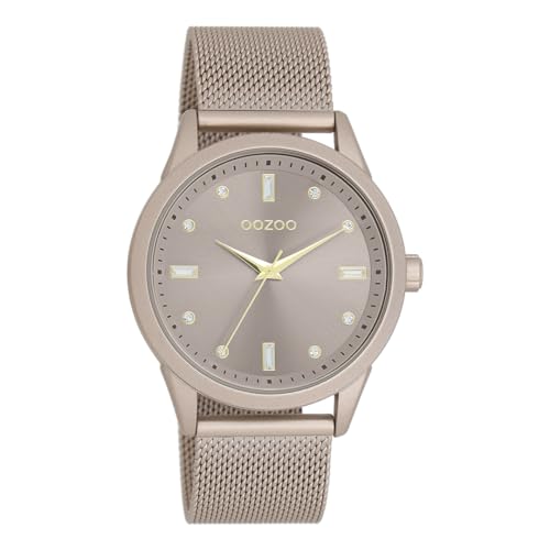 Oozoo - Timepieces Damen Uhr in Taupe (alu) | Armbanduhr Damen mit Metal mesh | Moderne Uhr für Frauen | Edle Analog Damenuhr in rund C11358 (40mm Gehäuse) von Oozoo