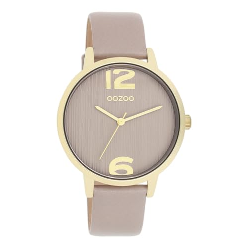 Oozoo - Timepieces Damen Uhr in Taupe | Armbanduhr Damen mit Lederarmband | Moderne Uhr für Frauen | Edle Analog Damenuhr in rund C11342 (38mm Gehäuse) von Oozoo