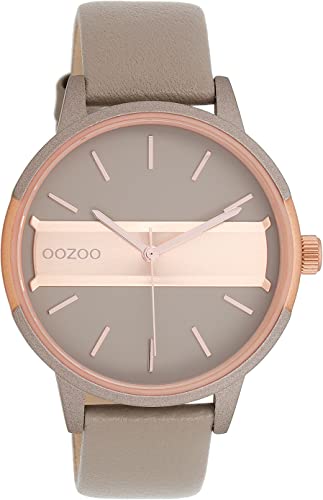Oozoo Timepieces Damen Uhr in Taupe Rosegold| Armbanduhr Damen mit Lederarmband | Hochwertige Uhr für Frauen| Edle Analog Damenuhr in rund C11153 von Oozoo