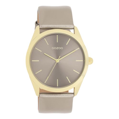 Oozoo - Timepieces Damen Uhr in Taupe metallic | Armbanduhr Damen mit Lederarmband | Moderne Uhr für Frauen | Edle Analog Damenuhr in rund C11333 (40mm Gehäuse) von Oozoo