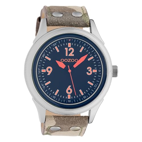 Oozoo Unisex Armbanduhr Timepieces Analog Leder Camouflage braun UOC10354 Analoguhr von Oozoo