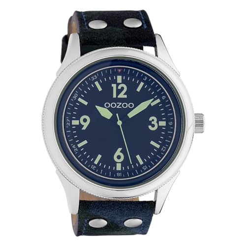 Oozoo Unisex Armbanduhr Timepieces Analog Leder blau Camouflage UOC10350 Analoguhr von Oozoo