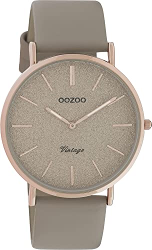 Oozoo Vintage Armbanduhr mit Glitzer Lederband 40 MM Rose/Taupe/Taupe C20167 von Oozoo