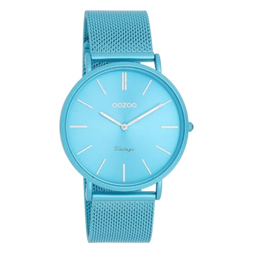 Oozoo Vintage Damen Uhr Hellblau - Armbanduhr Damen mit 20mm Lederarmband - Analog Damenuhr in rund C20331 von Oozoo