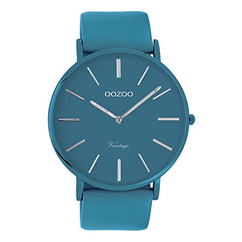 Oozoo Vintage Herrenuhr Colors of The Summer mit Lederband Flach 44 MM Blau C9878 von Oozoo