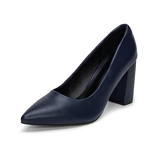 Damen Pumps mit Absatz Elegant Damen Pumps mit Hohem Blockabsatz Hochzeits-Pumps Matt Marine 40 von Ophestin