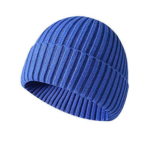 Ophestin Beanie Aufrollen Edge Schädeldecke Fisherman Beanie Unisex Beanie für Damen & Herren Blau von Ophestin