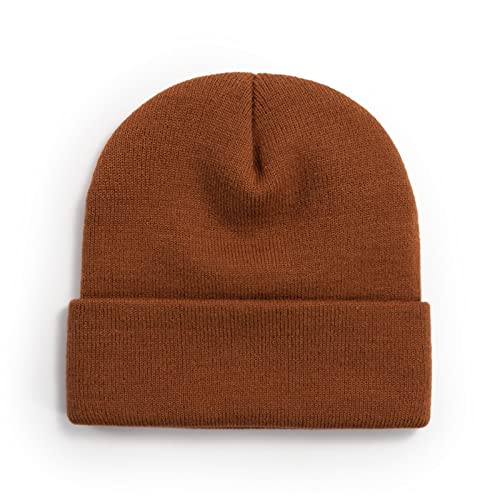 Ophestin Beanie Aufrollen Edge Schädeldecke Fisherman Beanie Unisex Beanie für Damen & Herren Braun von Ophestin