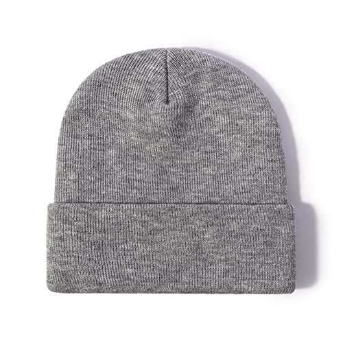 Ophestin Beanie Aufrollen Edge Schädeldecke Fisherman Beanie Unisex Beanie für Damen & Herren Hellgrau von Ophestin