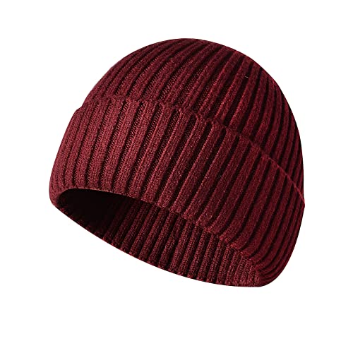 Ophestin Beanie Aufrollen Edge Schädeldecke Fisherman Beanie Unisex Beanie für Damen & Herren Rot von Ophestin