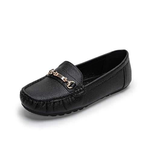 Ophestin Damen Loafer Mokassins Slippers Klassische Flache Schuhe für Damen Schwarz 40 von Ophestin