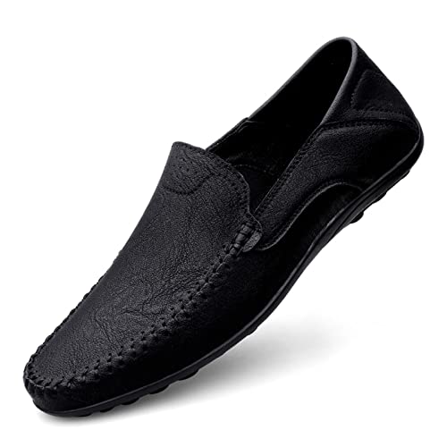 Ophestin Herren Leder Mokassins Slipper Fahren Schuhe Leicht Weich Loafers Handgefertigt Slip On Flache Business Schuhe Matt Schwarz 43 von Ophestin