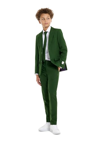 OppoSuits Einfarbiger Anzug für Teenager-Jungen in Glorious Green - Abschlussball- und Hochzeitsfeier-Outfit - einschließlich Blazer, Hose und Krawatte - Grün von OppoSuits