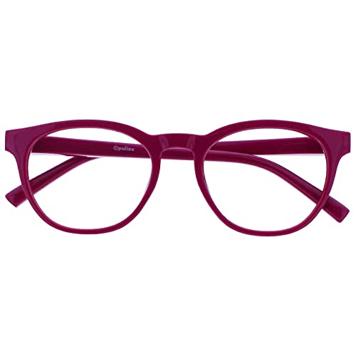 OPULIZE Blu-Lesebrille Blaulichtfilter Cool Rund Rahmen Federscharniere Verbessern Den Schlaf Computer Gaming Entspiegelt Rosa Herren Damen B5-4 +1.00 von Opulize