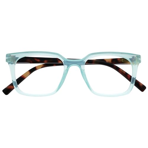 Opulize KOI Lesebrille - Große Rechteckige Brillenfassung - Aqua - Sehhilfe für Damen, Herren - Federscharniere - R50-Q - +1.00 von Opulize