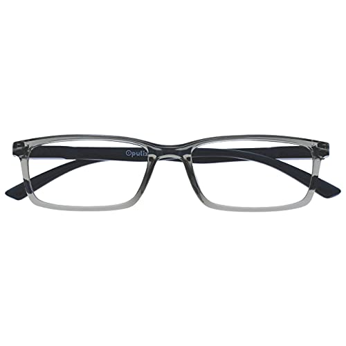 Opulize See-Brille Blaulichtfilter Schmal Rahmen Federscharniere Verbessern Den Schlaf Computerbrille Gaming Entspiegelt Grau Herren Damen B9-7+0.00 von Opulize