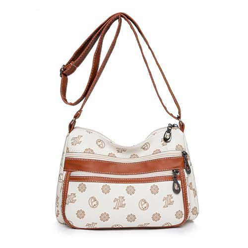 OralGos Damen-Umhängetasche, Leder, Handtasche, Taschenbuch, leicht, Schultertasche, mehrere Taschen, Crossbody-Tasche von OralGos