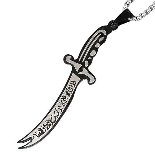 OralGos Elegante Halskette mit gebogenem Messer, arabisches Schwert, schicke, islamische Schlüsselbeinkette, arabisches Schlüsselbeinkette, Schmuck, Titanstahl von OralGos
