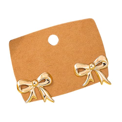 OralGos Goldfarbene silberfarbene Schleifen-Ohrringe für Frauen und Mädchen, koreanische hohle Schleife, Ohrpiercing, Hochzeitsschmuck, Geschenk, Metall von OralGos