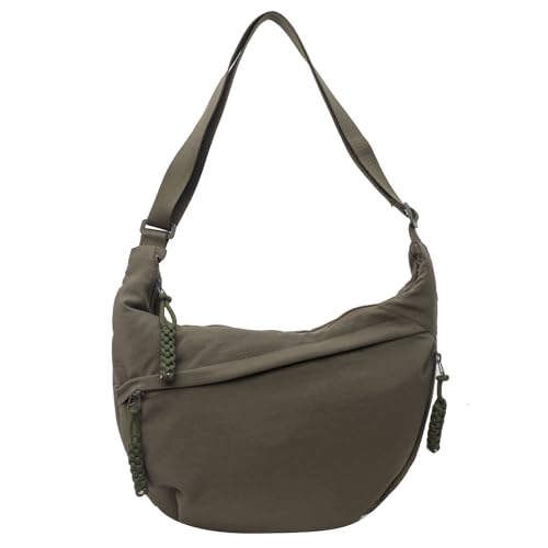 OralGos Knödeltasche, Umhängetasche, Schultertasche, einfarbig, Nylon-Tasche für Studenten, Mädchen, große Kapazität, grün von OralGos