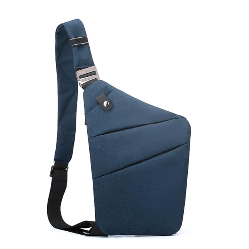 OralGos Modische Crossbody-Tasche, Gürteltasche, große Kapazität, für Erwachsene, Brusttasche, spritzwassergeschützt, über der Schultertasche, dunkelblau, left shoulder von OralGos