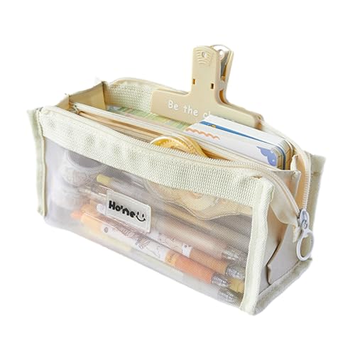 OralGos Multifunktionales Stifteetui, 5-lagig, Bleistift-Organizer-Tasche, große Kapazität, Netz-Stifttasche, Federmäppchen für Studenten, Schule, Zuhause, beige, 5th floor von OralGos