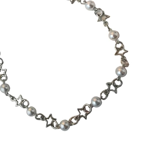 OralGos Sternperlen Schlüsselbein Kette Alternative Mode Gliederkette Halskette Ornament Stilvolles Geschenk für Jugendliche und Frauen, Metall von OralGos