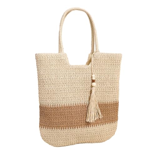 OralGos Trendy Stripe Bag Mädchen Strandtasche Koreanischer Stil Handtasche Große Kapazität für Frauen Mädchen von OralGos