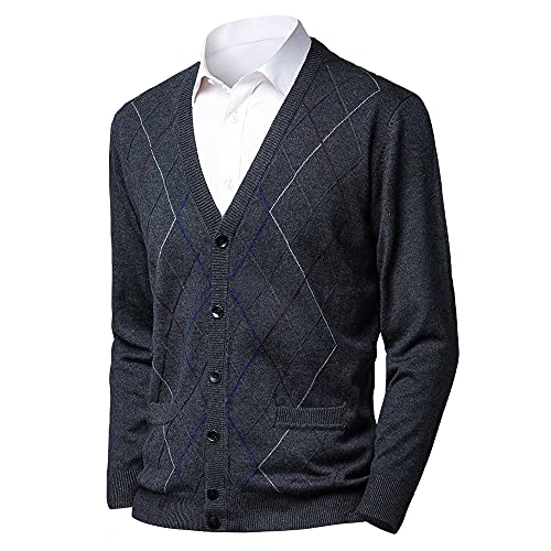 Oralidera Herren Strickjacke Atmungsaktiv Merino-Cardigan mit V-Ausschnitt Feinstrick Langärmliger Pulli Business Casual Cardigan mit Knopfreihe für Männer von Oralidera