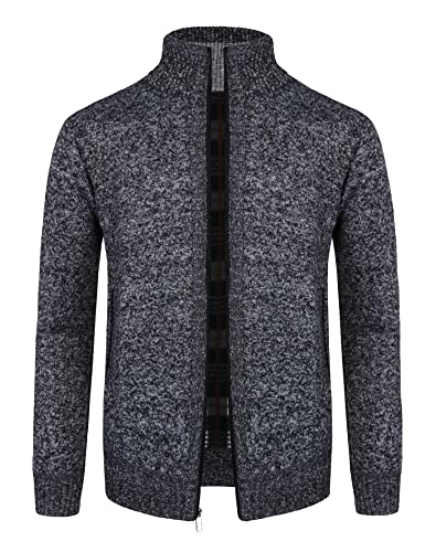 Oralidera Herren Strickjacke Mit Stehkragen Reißverschluss Herren Fleecejacke Langarm Winterjacke Sweatjacke Gestrickt Cardigan, Holzkohle, XL von Oralidera