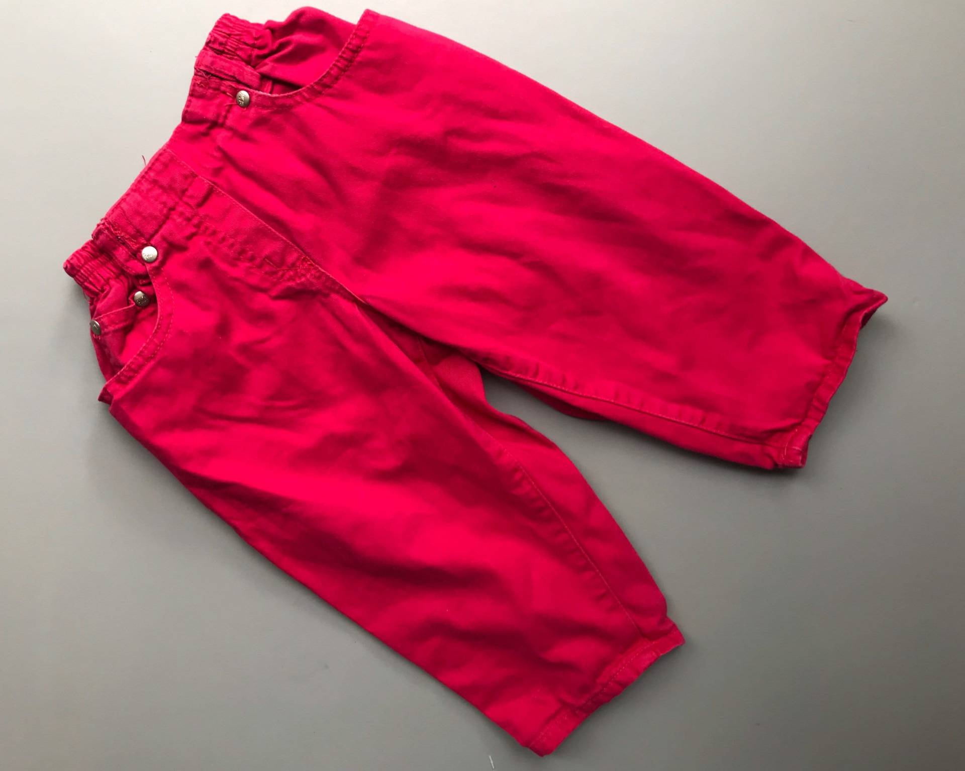 Vintage 1990Er Dunkelrosa Baby Mädchen Hohe Taille Hose 6-9 Monate 9-12 von OrangesandLemonsJnr