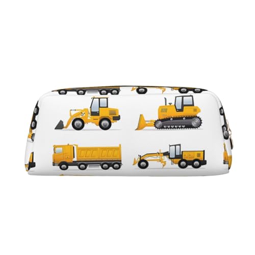 Cartoon Heavy Machinery Truck Printed Pencil Case Leather Makeup Bag Portable Travel Toiletry Bag Zipper Small Storage Bag for Women Girls, gold, Einheitsgröße, Kulturbeutel von OrcoW