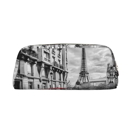 City Street Red Car Printed Pencil Case Leather Makeup Bag Portable Travel Toiletry Bag Zipper Small Storage Bag for Women Girls, gold, Einheitsgröße, Kulturbeutel von OrcoW