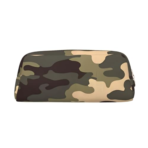 Federmäppchen mit Camouflage-Muster, Leder, Make-up-Tasche, tragbar, Reise-Kulturbeutel, Reißverschluss, kleine Aufbewahrungstasche für Frauen und Mädchen, gold, Einheitsgröße, Kulturbeutel von OrcoW