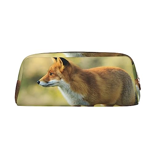 Federmäppchen mit Fuchs-Motiv, Leder, Make-up-Tasche, tragbar, Reise-Kulturbeutel, Reißverschluss, kleine Aufbewahrungstasche für Frauen und Mädchen, gold, Einheitsgröße, Kulturbeutel von OrcoW