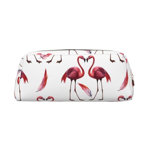 Federmäppchen mit rosa Flamingos, bedruckt, Leder, Make-up-Tasche, tragbar, Reise-Kulturbeutel, Reißverschluss, kleine Aufbewahrungstasche für Frauen und Mädchen, gold, Einheitsgröße, Kulturbeutel von OrcoW