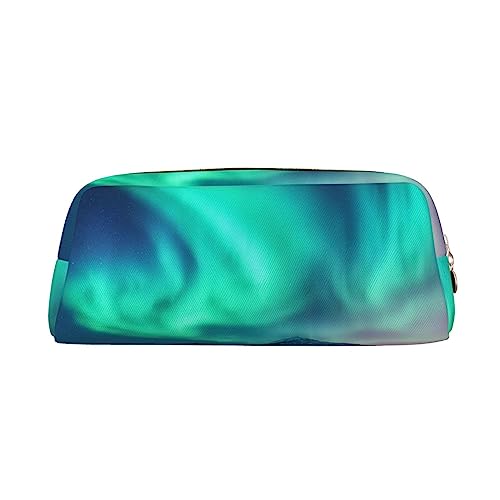 Galaxy Night Starry Printed Pencil Case Leather Makeup Bag Portable Travel Toiletry Bag Zipper Small Storage Bag for Women Girls, gold, Einheitsgröße, Kulturbeutel von OrcoW