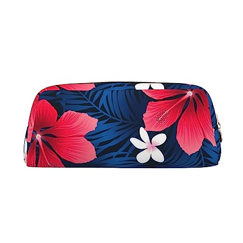 Hawaii Rosa Blume Gedruckt Federmäppchen Leder Make-up Tasche Tragbare Reise Kulturbeutel Reißverschluss Kleine Aufbewahrungstasche für Frauen Mädchen, gold, Einheitsgröße, Kulturbeutel von OrcoW